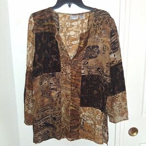 Chico's Multicolor Patchwork Blouse
